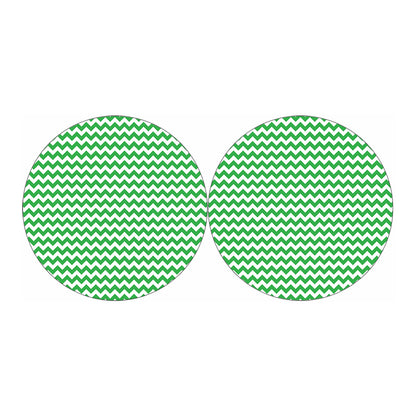 Green And White Chevron Pattern Print Car Coasters