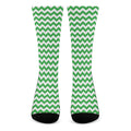 Green And White Chevron Pattern Print Crew Socks