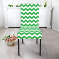 Green And White Chevron Pattern Print Dining Chair Slipcover