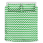 Green And White Chevron Pattern Print Duvet Cover Bedding Set