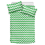 Green And White Chevron Pattern Print Duvet Cover Bedding Set