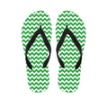 Green And White Chevron Pattern Print Flip Flops