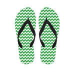 Green And White Chevron Pattern Print Flip Flops