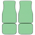 Green And White Chevron Pattern Print Front and Back Car Floor Mats