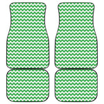 Green And White Chevron Pattern Print Front and Back Car Floor Mats