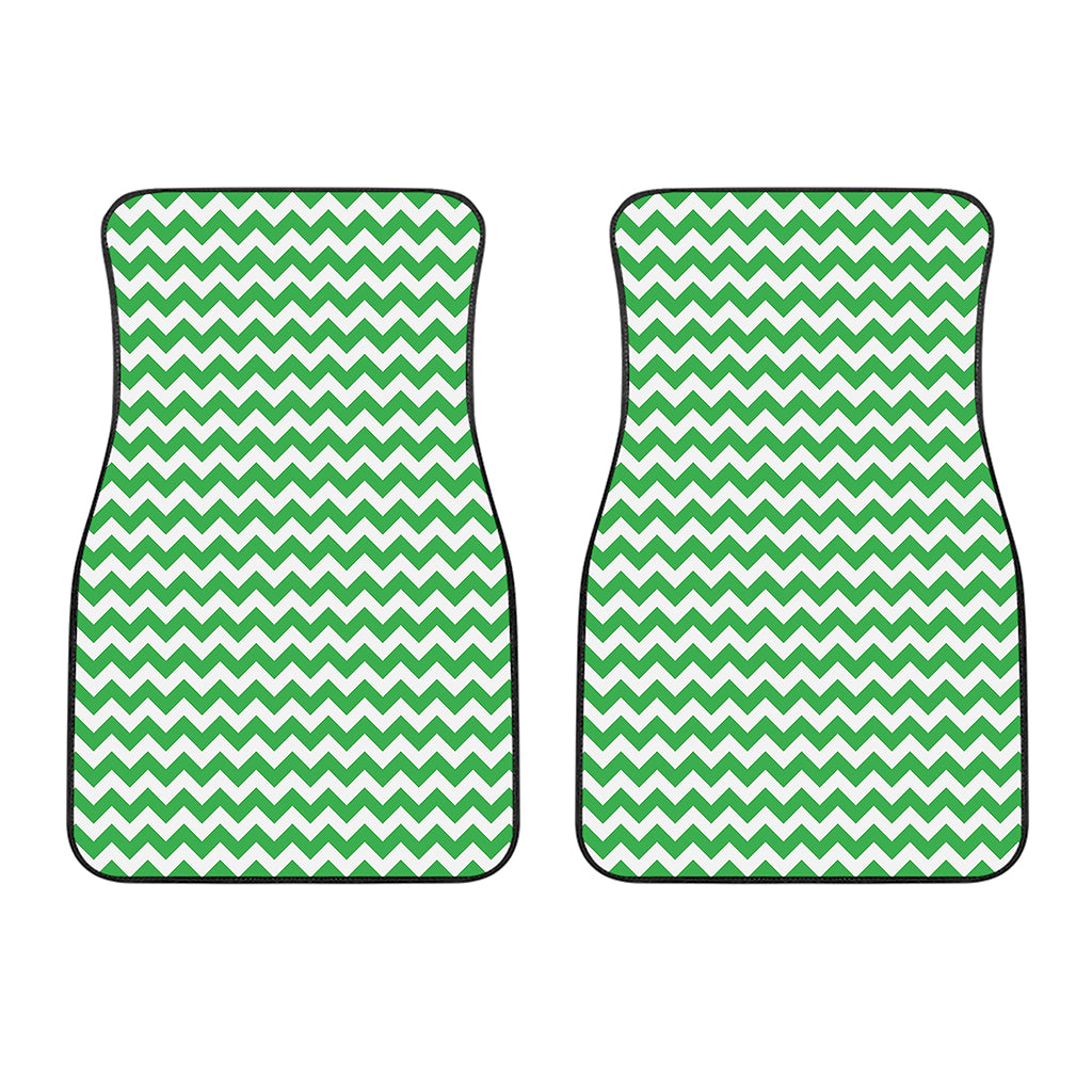 Green And White Chevron Pattern Print Front Car Floor Mats