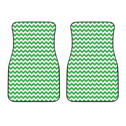 Green And White Chevron Pattern Print Front Car Floor Mats