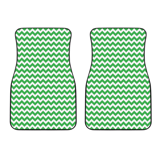 Green And White Chevron Pattern Print Front Car Floor Mats