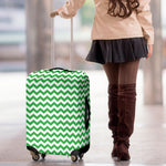 Green And White Chevron Pattern Print Luggage Cover