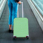 Green And White Chevron Pattern Print Luggage Cover