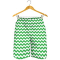Green And White Chevron Pattern Print Men's Shorts