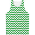 Green And White Chevron Pattern Print Men's Tank Top