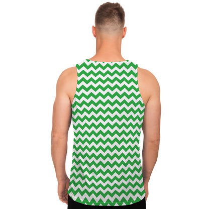 Green And White Chevron Pattern Print Men's Tank Top