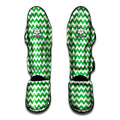 Green And White Chevron Pattern Print Muay Thai Shin Guards