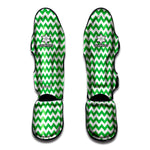 Green And White Chevron Pattern Print Muay Thai Shin Guard