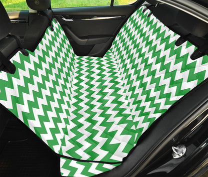 Green And White Chevron Pattern Print Pet Car Back Seat Cover