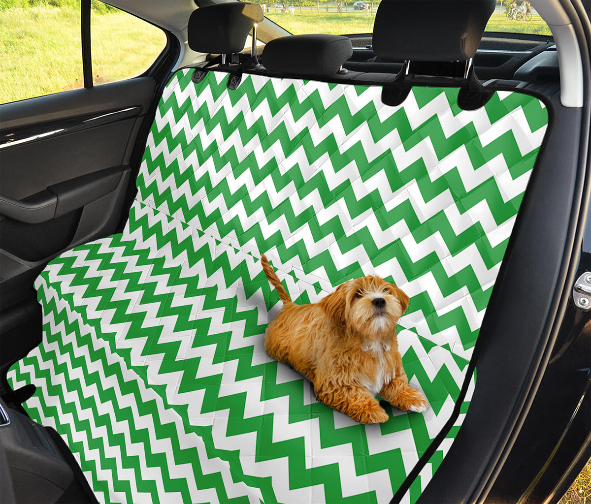 Green And White Chevron Pattern Print Pet Car Back Seat Cover
