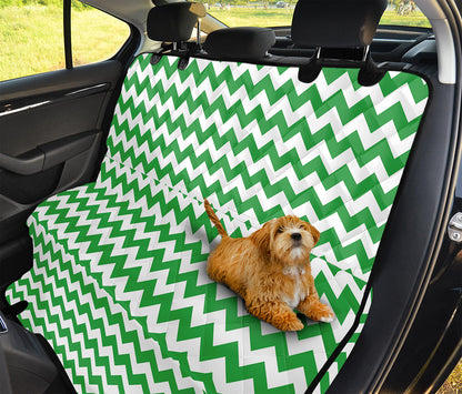 Green And White Chevron Pattern Print Pet Car Back Seat Cover