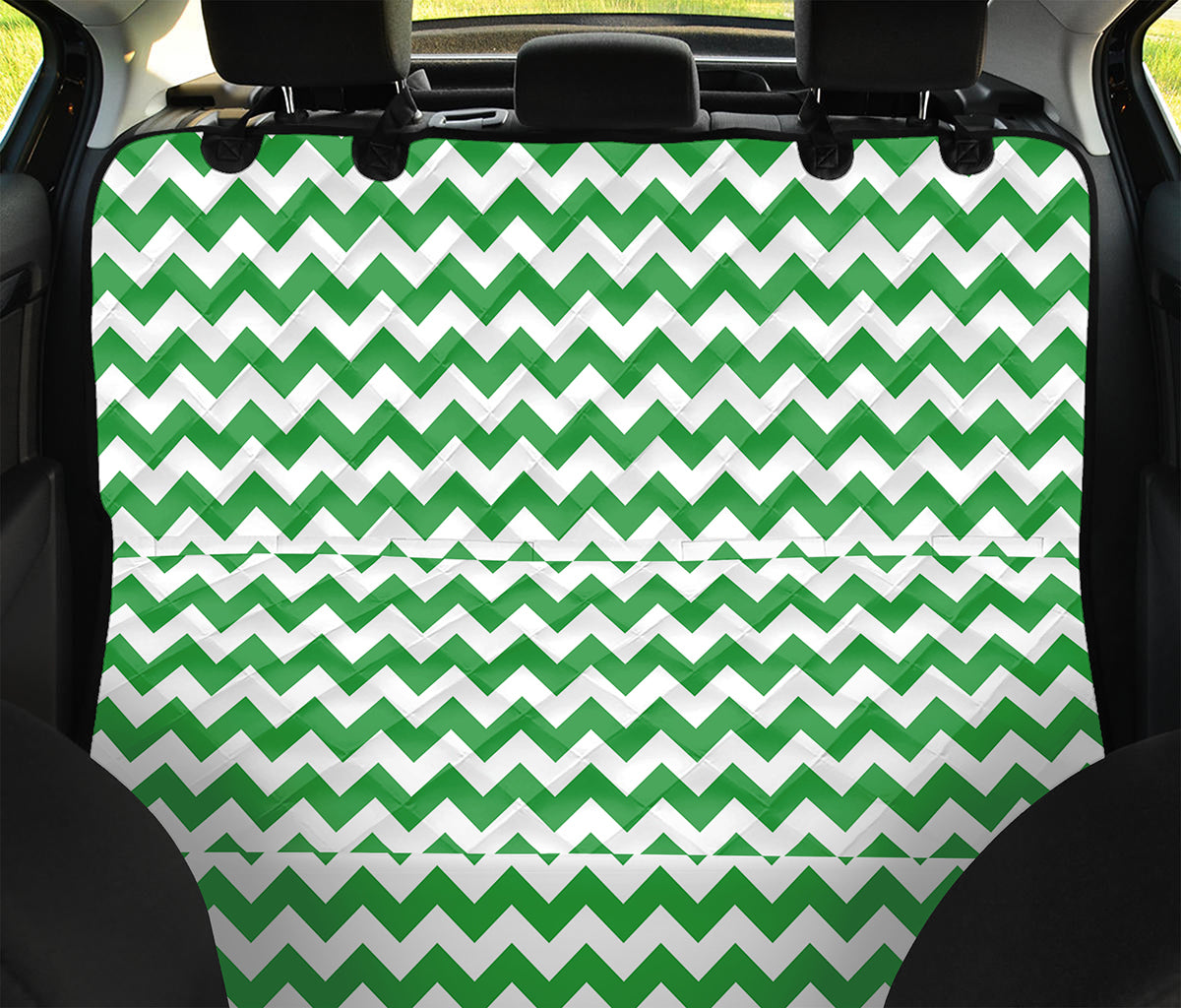 Green And White Chevron Pattern Print Pet Car Back Seat Cover
