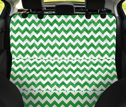 Green And White Chevron Pattern Print Pet Car Back Seat Cover