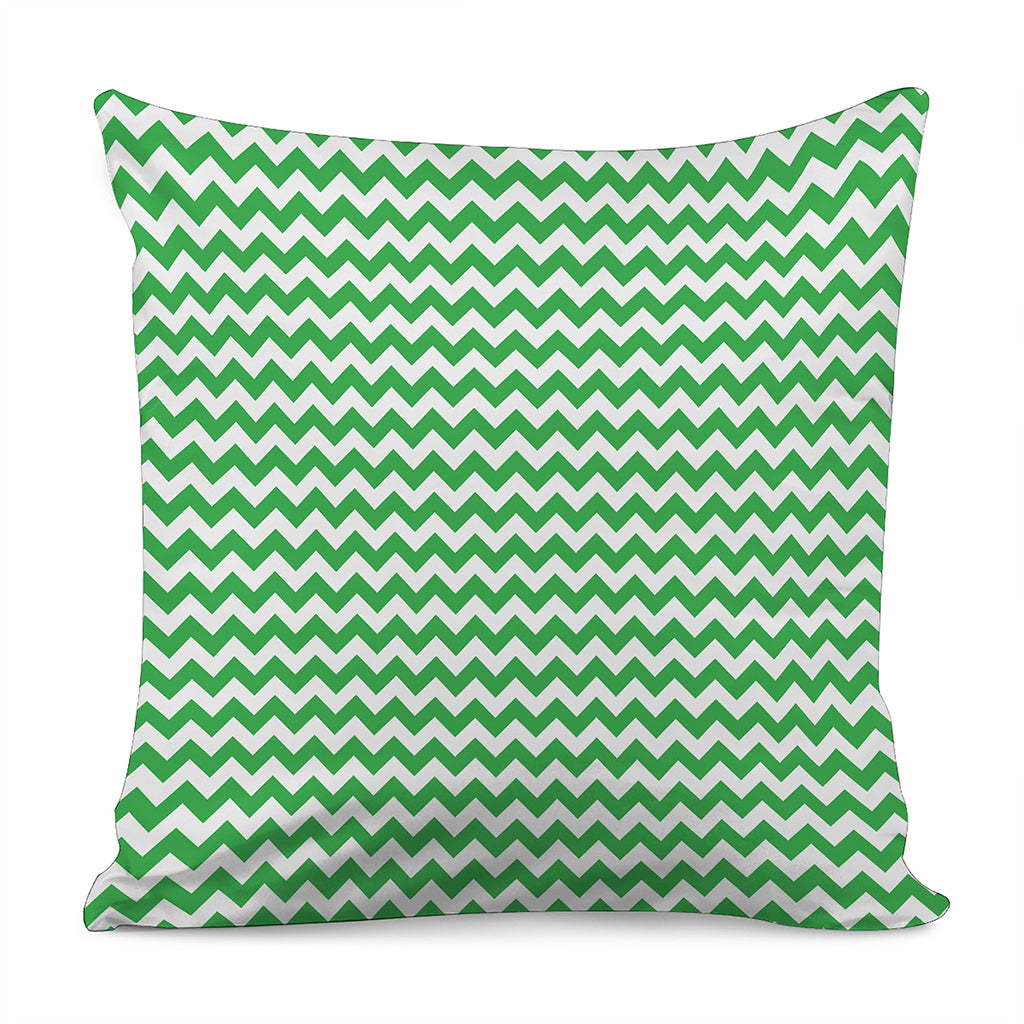 Green And White Chevron Pattern Print Pillow Cover