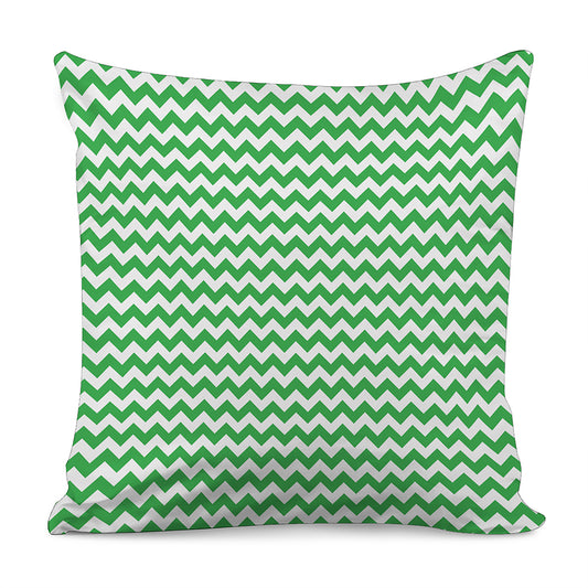 Green And White Chevron Pattern Print Pillow Cover