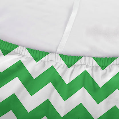 Green And White Chevron Pattern Print Sofa Cover