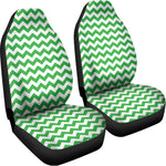 Green And White Chevron Pattern Print Universal Fit Car Seat Covers