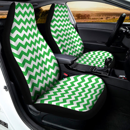 Green And White Chevron Pattern Print Universal Fit Car Seat Covers