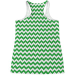 Green And White Chevron Pattern Print Women's Racerback Tank Top