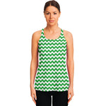 Green And White Chevron Pattern Print Women's Racerback Tank Top