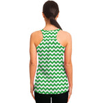 Green And White Chevron Pattern Print Women's Racerback Tank Top