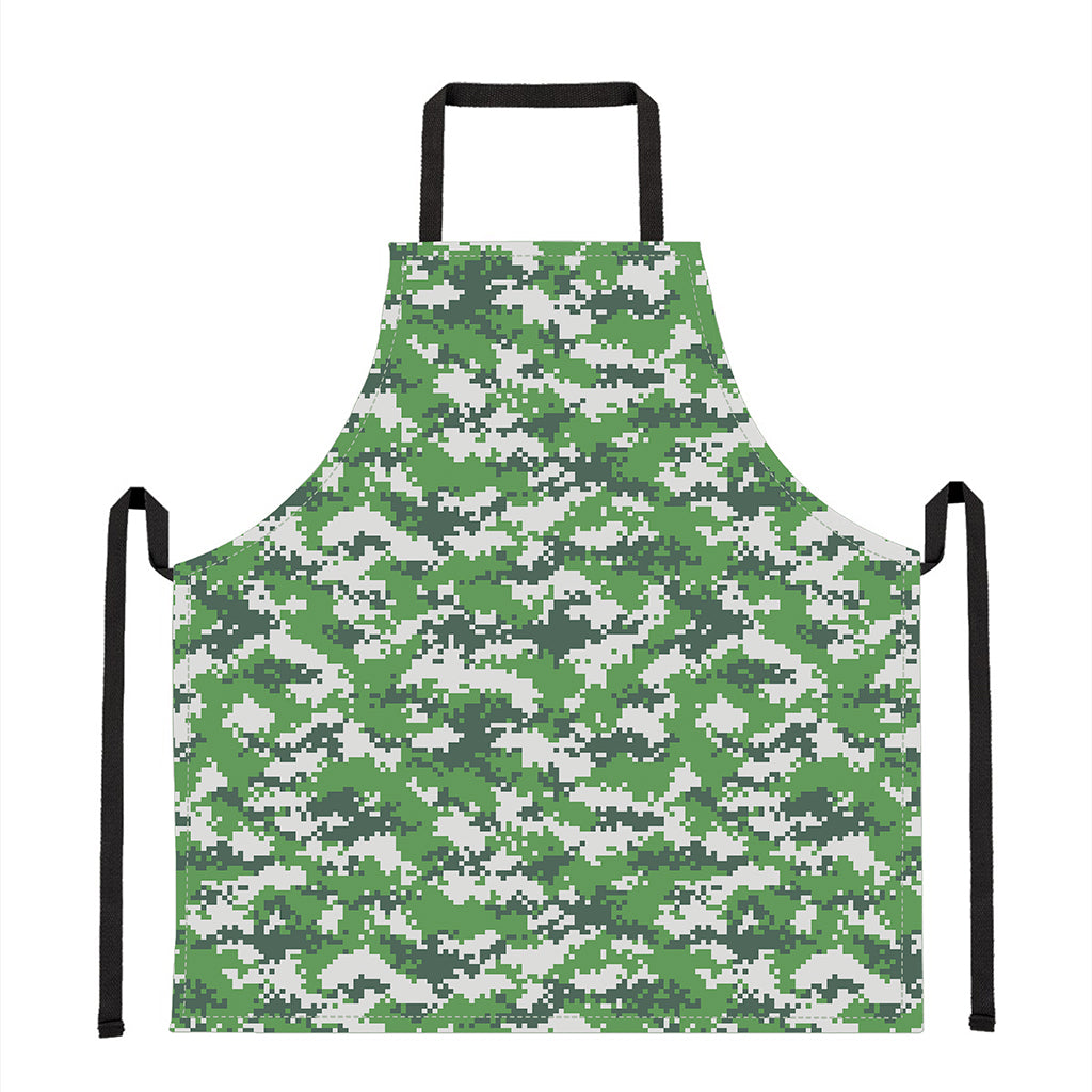 Green And White Digital Camo Print Apron