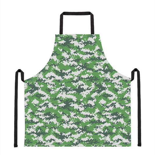 Green And White Digital Camo Print Apron