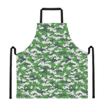 Green And White Digital Camo Print Apron