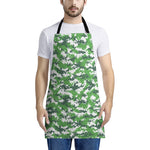 Green And White Digital Camo Print Apron