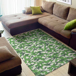 Green And White Digital Camo Print Area Rug
