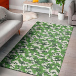 Green And White Digital Camo Print Area Rug