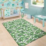 Green And White Digital Camo Print Area Rug