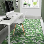 Green And White Digital Camo Print Area Rug