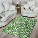 Green And White Digital Camo Print Area Rug