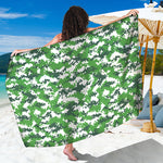 Green And White Digital Camo Print Beach Sarong Wrap