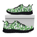 Green And White Digital Camo Print Black Running Shoes