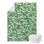 Green And White Digital Camo Print Blanket