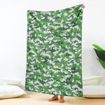 Green And White Digital Camo Print Blanket