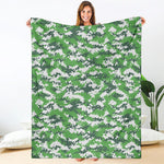 Green And White Digital Camo Print Blanket