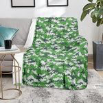 Green And White Digital Camo Print Blanket