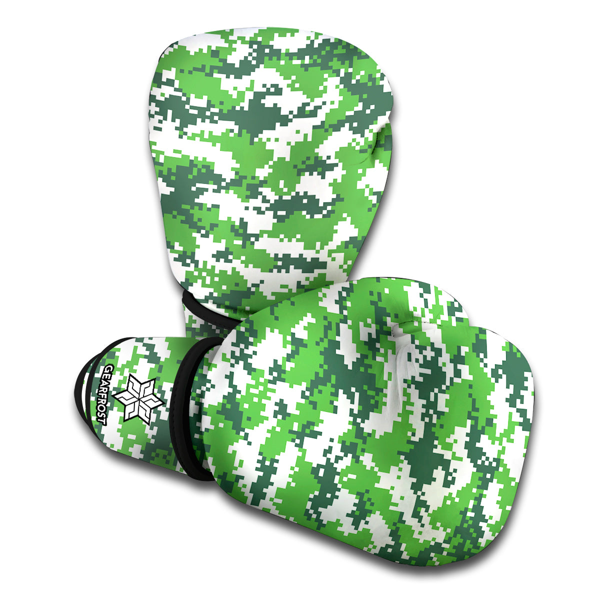 Green And White Digital Camo Print Boxing Gloves