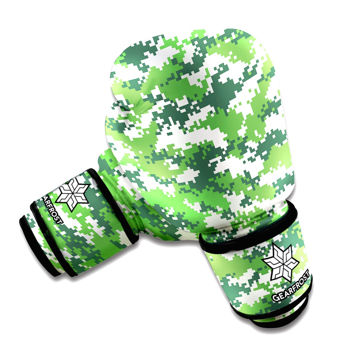 Green And White Digital Camo Print Boxing Gloves