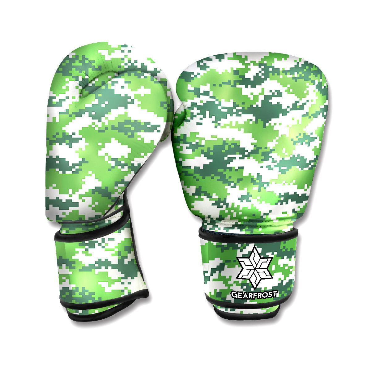 Green And White Digital Camo Print Boxing Gloves